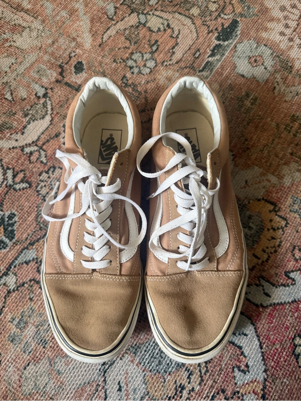 Vans Old Skool Tan Beige Canvas Suede Sneakers Shoes Men’s 10.5 Women’s 12